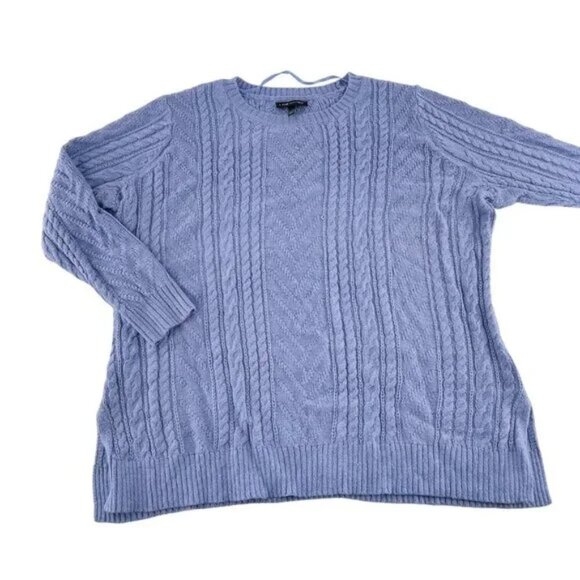 Lane Bryant Purple Lavender Metallic Sparkly Cable Knit Long Sleeve Sweater - Picture 1 of 6